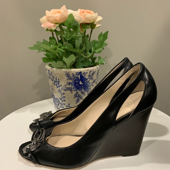 Coach black leather wedge shoes - Picture 2 of 7